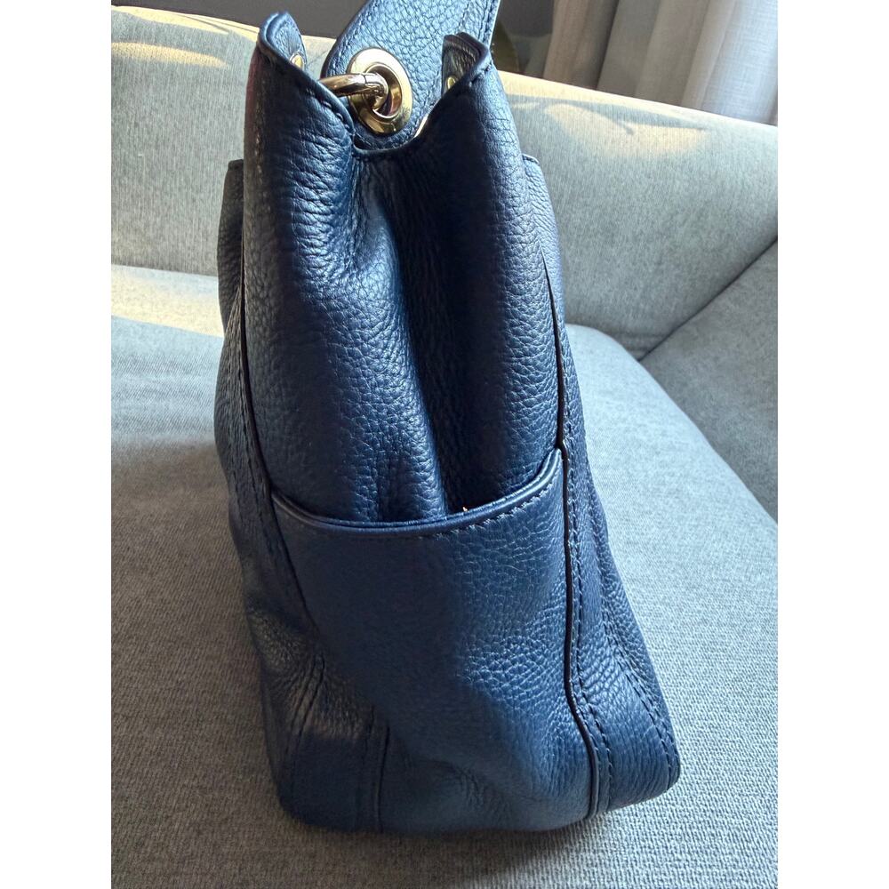 Michael Kors Leather Ludlow Drawstring Hobo Shoulder Bag Blue - Picture 6 of 13